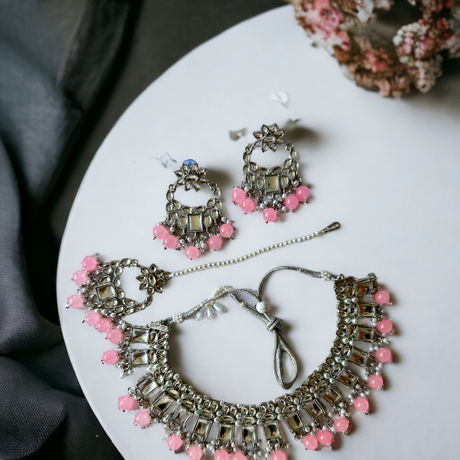 Multicoloured pearls Kundan necklace set